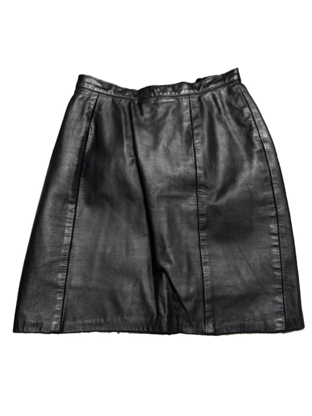 Vintage Outerwear by Phoenix Black Genuine Leather A-Line Skirt Made USA